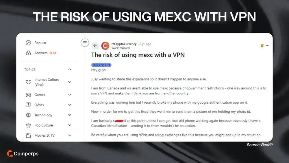 使用VPN访问MEXC的风险