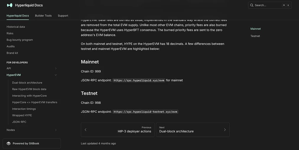 HyperEVM RPC Details (Mainnet)