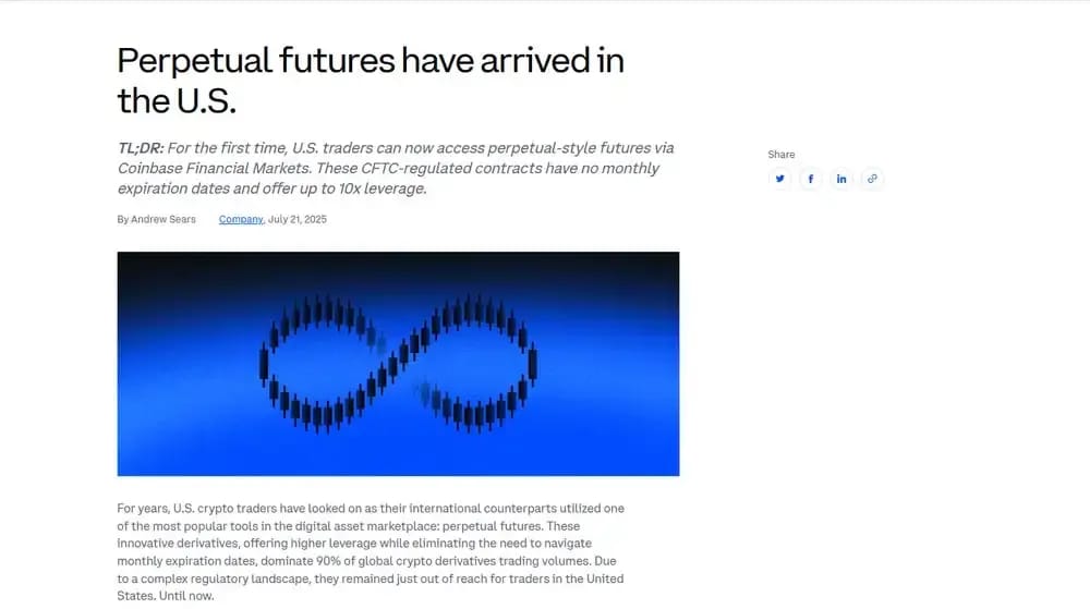 Coinbase Perpetuals Available in the U.S.