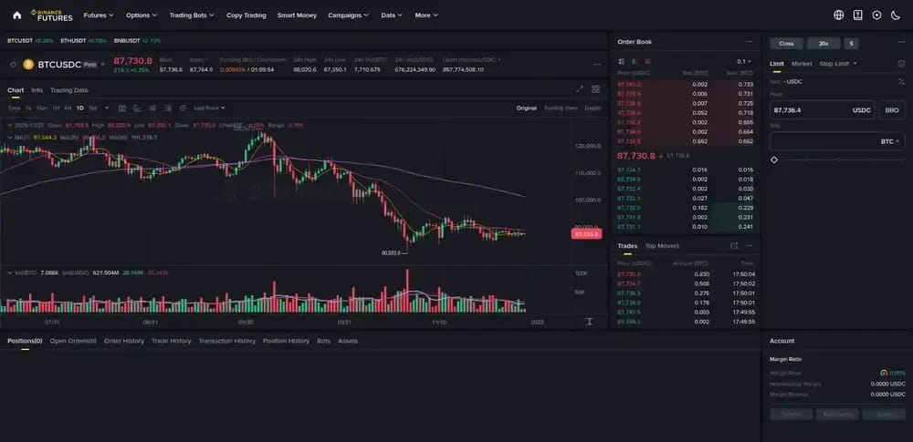 Binance USDC Low Fees Perps