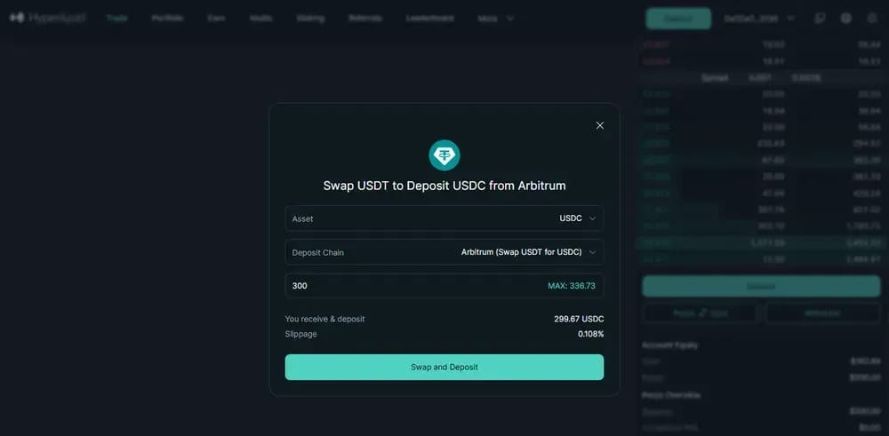 Deposit USDT to Hyperliquid