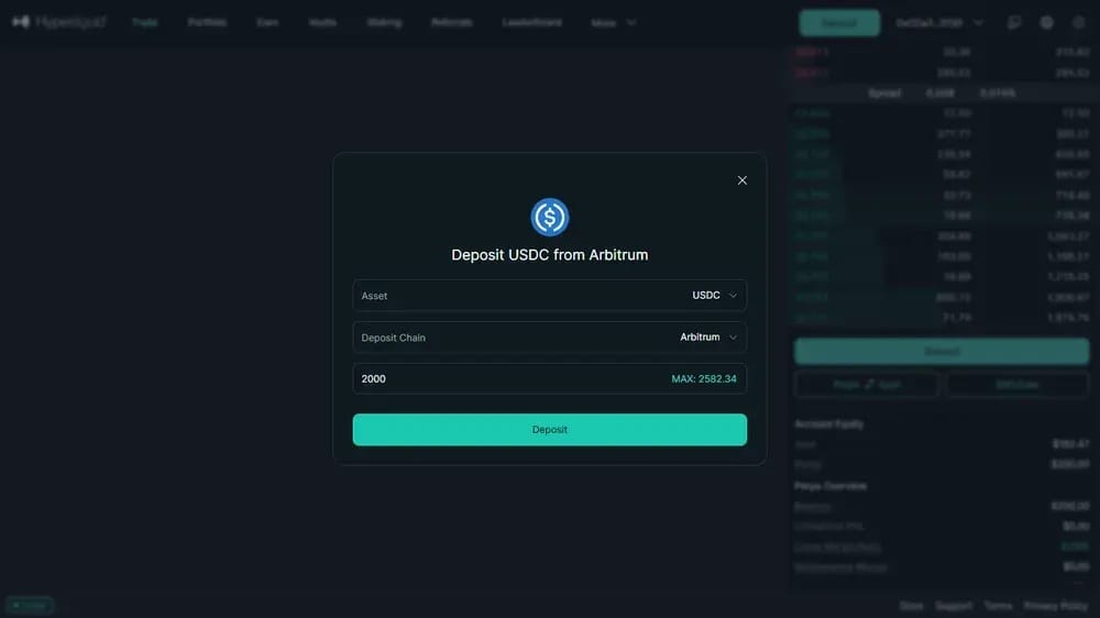 Deposit USDC to Hyperliquid