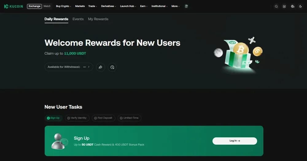 Kucoin New User Rewards and Sign-Up Bonuses